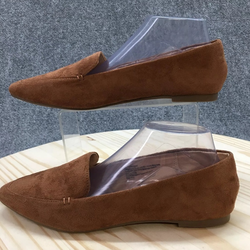 A New Day Shoes Womens 7.5 Pointed Toe Flats Slip On Loafers Brown Faux Suede - Picture 3 of 9